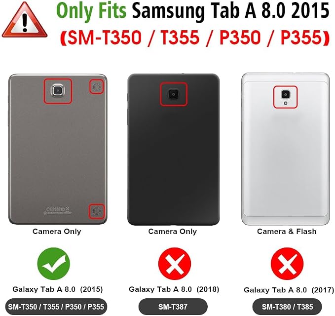 Case for Samsung Galaxy Tab A 8.0 Inch 2015 Release Model SM-T350 /SM-T355 /SM-P350 /SM-P355 Magnetic Closure Lightweight PU Leather (Black Galaxy Tab A 8.0 Inch)
