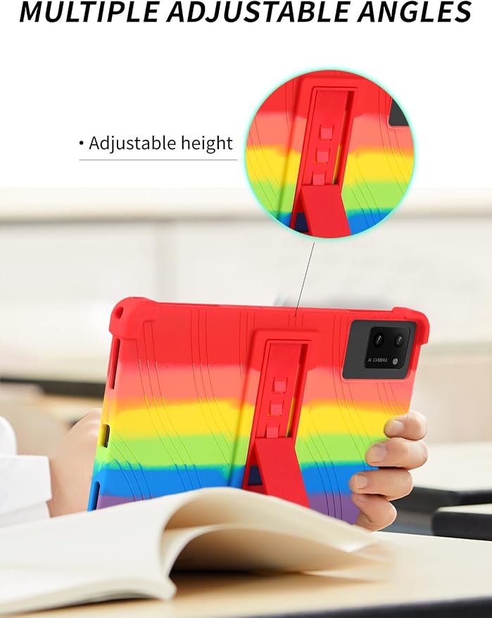 Case for DigiLand-S10 10.1 Android 14 Tablets，WUNIAK Shock Proof Lightweight Stand Rubber Shell Protective CoverKids Friendly Soft Silicone Adjustable Stand CoverBlack