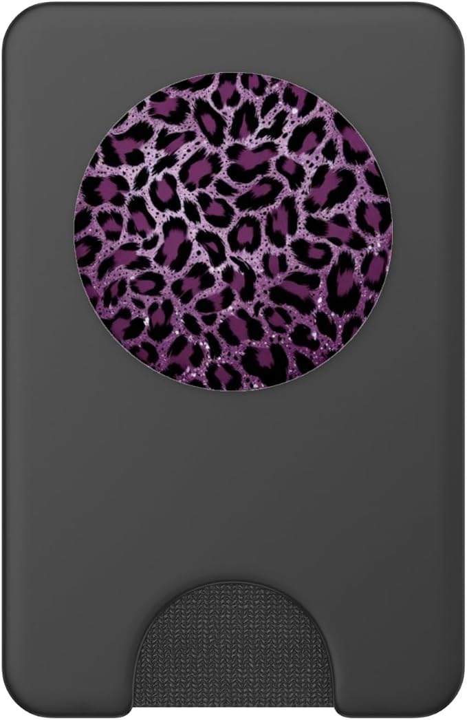 Purple Leopard Illustration Animal Print PopSockets PopGrip for MagSafe