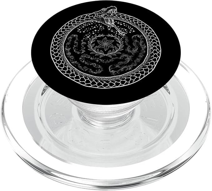 The Ghoulish Garb Hecate's Wheel Ouroboros Goddess of Witchcraft PopSocket Adhesive Phone Grip for Smartphones (iOS and Android) - Black