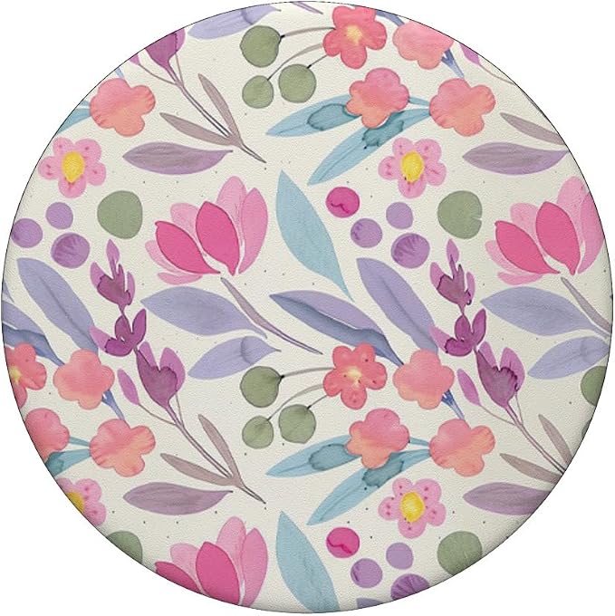 Pink Purple Watercolor Floral Pattern PopSockets Adhesive PopGrip