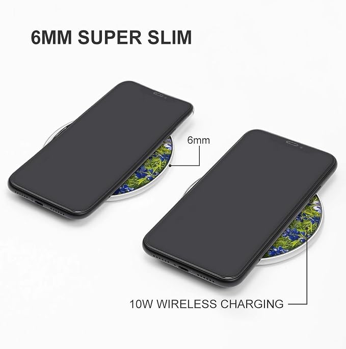 Bluebonnets Scenery Wireless Charger Portable Fast Charging Pad Lightweight Wireless Charging Pad 10W Slim Charging Station for Phone Charger Mat for Travel Home Office Desk
