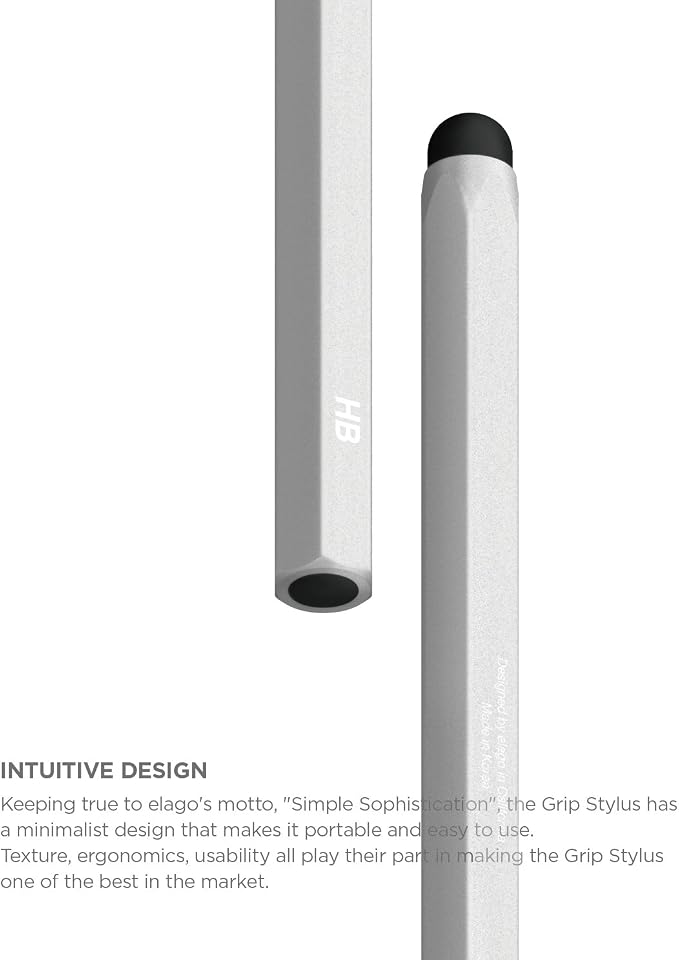elago Premium Aluminum Hexa Stylus Pens for All Touch Screen Tablets | Soft Touch Pen-Point Precise Touch and Control Extra Rubber Tip Included Ergonomic Grip Comfortable Grip (Black)