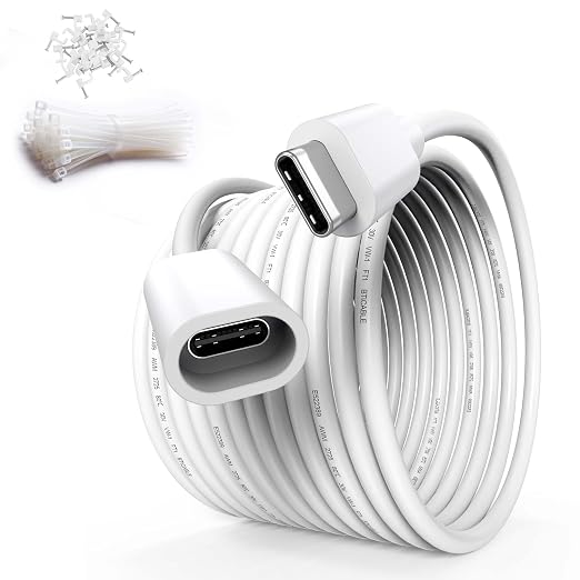 USB C Extension Cable 20FT for Ring Solar Panel-White Waterproof | USBC Male to Female Extender Cord WindproofPower Charging Ring Camera Extension Cable for Solar PanelMag-Safe ChargerPhone