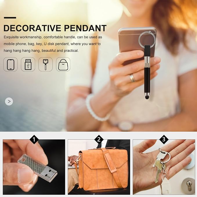 Mikikit Stylus Pen with Keyring 12 Pcs Stylus Pens for Touch Screens Keychain Plastic Touch Screen Ballpoint Pen Key Ring Touchscreen