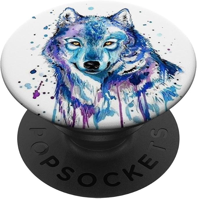 Watercolor Colorful Wild Wolf Print Pop Mount Socket PopSockets Adhesive PopGrip