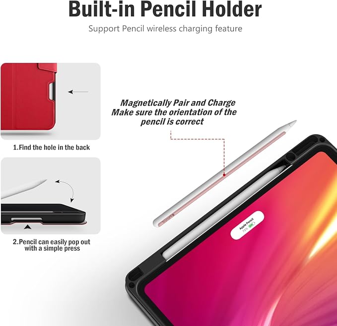 Antbox for iPad Air 13 Inch Case 2026 M4 /2025 M3 /2024 M2 Black | Built-in Pencil Holder Supports Pencil Pro and Pencil (USB-C) Auto Sleep/Wake PU Leather iPad Air 13'' Cover