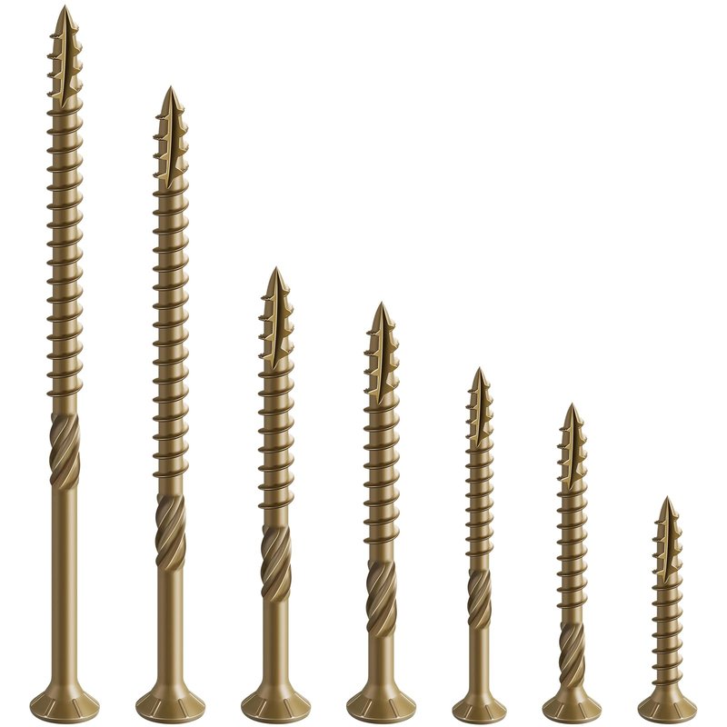 Wensilon #8 * 1-5/8" Deck Screws, (188pcs) 1 lbs.Exterior Wood Screws, Rust Resistant Epoxy Coated, Bronze, T20 Star Bit