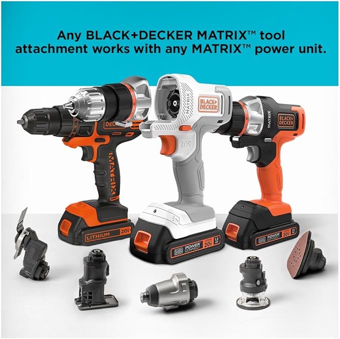 BLACK+DECKER 20V MAX MATRIX Drill, Power Tool Combo Kit, 6-Tool Set, Cordless Tool Set (BDCDMT1206KITC)