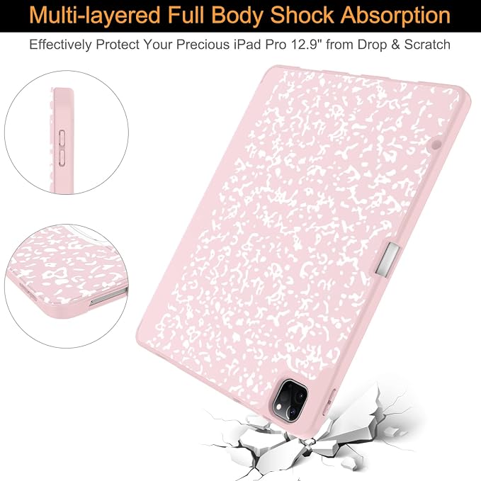 Soke Case for iPad Air 13 Inch (M4/M3/M22026-2024) iPad Pro 12.9 6th/5th Generation with Pencil Holder(2021 2022 Release)-[Apple Pencil Charging + Auto Wake/Sleep] Soft Back Cover Book Black