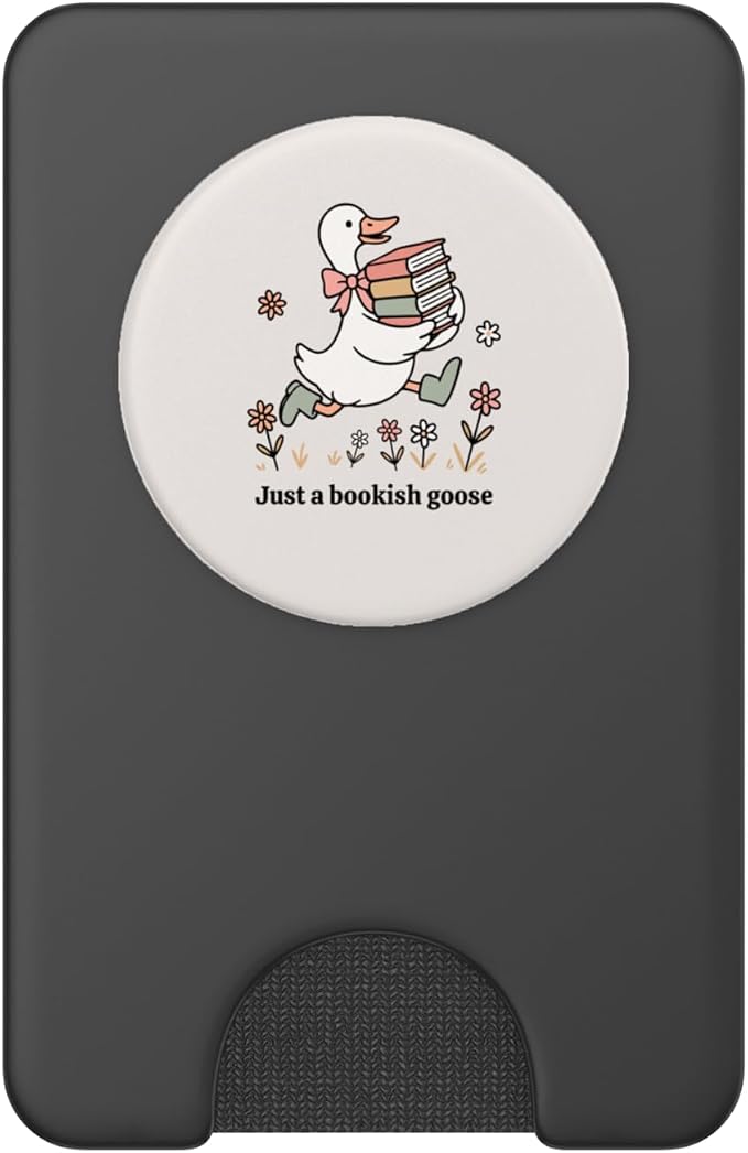 Funny Goose with Books Cute Bookworm Reader PopSockets Adhesive PopGrip