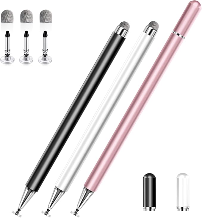 Stylus Pen for Touchscreen 2 in 1 Stylists Pens Compatible with All Touch Screens Devices Tablets iPhone iPad Android Computer Laptop Fine Disc Tip Drawing Styluses [8 Pack]