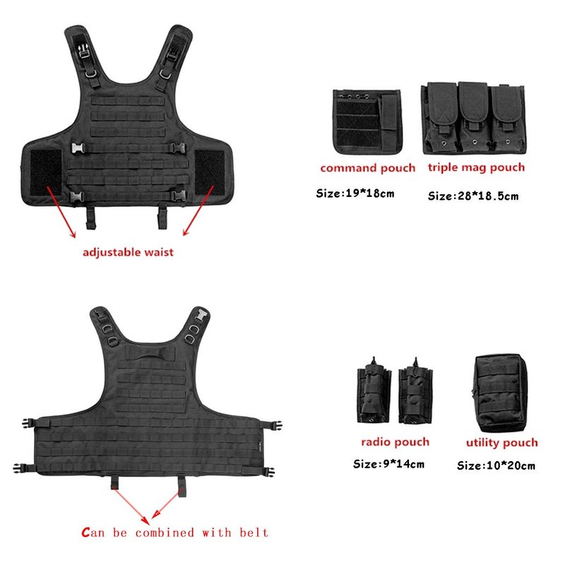 vAv YAKEDA Tactical Airsoft Vest for Men (Black)