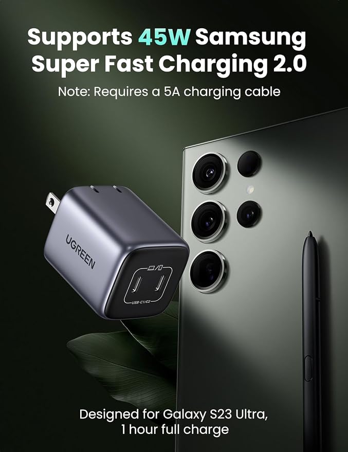 UGREEN 45W USB C Charger Bundle with 60W 2-Pack USB C Cable