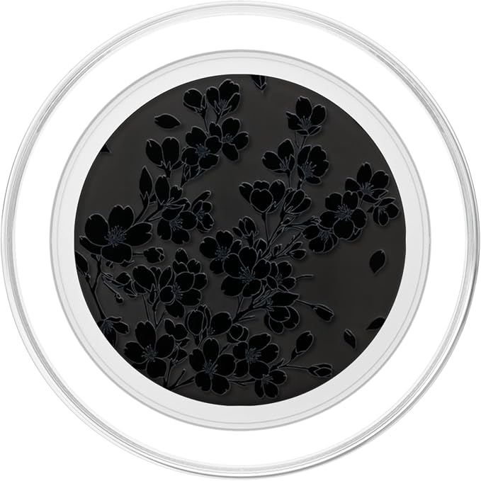 Black Floral Silhouette Pattern PopSockets PopWallet for MagSafe