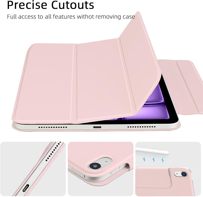 for iPad Air 13 inch M4/M3/M2 Case (2026/2025/2024Model A3268/A3269/A3271) Auto Sleep/Wake and Magnetic Closure Slim Trifold Stand Case PU Leather Cover Support Apple Pencil Pro Black
