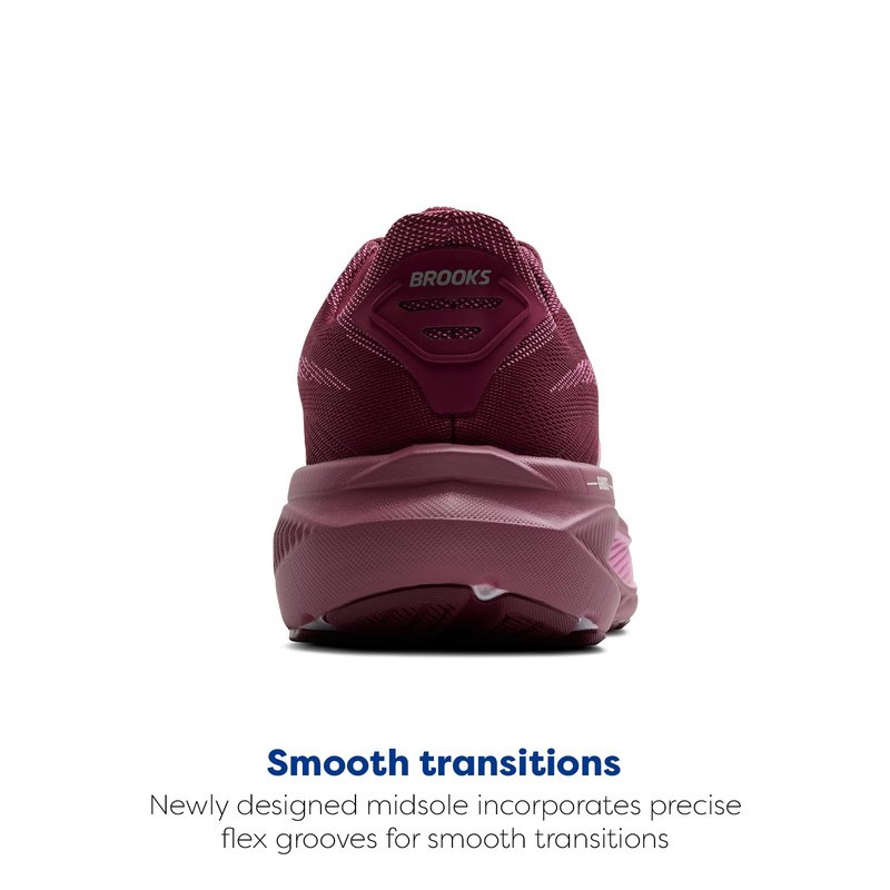 Brooks Women’s Ghost 17 Neutral Running Shoe - Burgundy/Pink/Green - 7 Medium