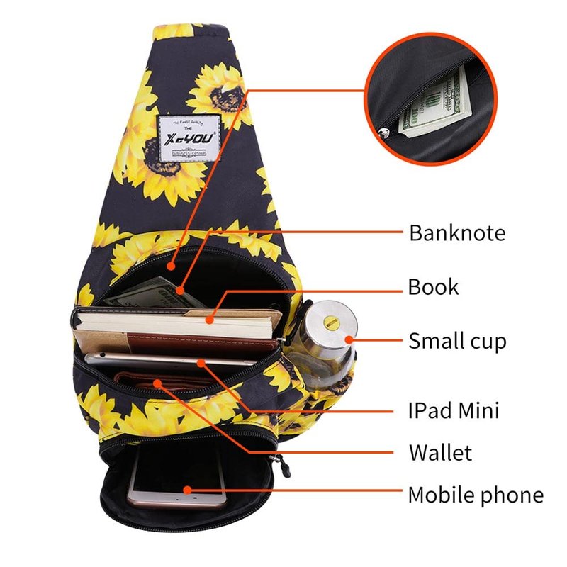 XEYOU Small Sling Bag for Women Crossbody Backpack Hiking Travel Daypack Chest Bag Lightweight Shoulder Bag