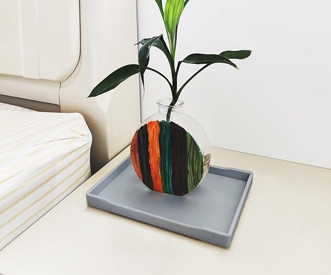 Small Gray Serving Tray (8.5 x 6.3 inch) for Serving Accessory, Spa, Coffee, Drinks, Wine, Tea, Bar, Party, Seasoning, Perfume or Display Use.