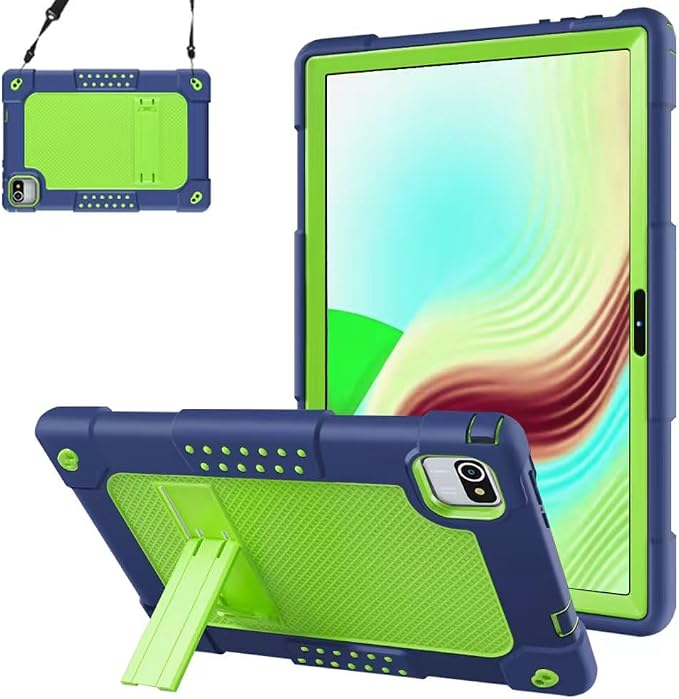 Compatible with aiprotablet C20e / MB1001 10 Inch/ZZB 10 Inch Tablet Case Kids Friendly Shockproof Shoulder Strap Shell for CZZ/Okaysea 10.1/HAPPYBE/ANYLAKE/Velorim Tablet (Black/Black)