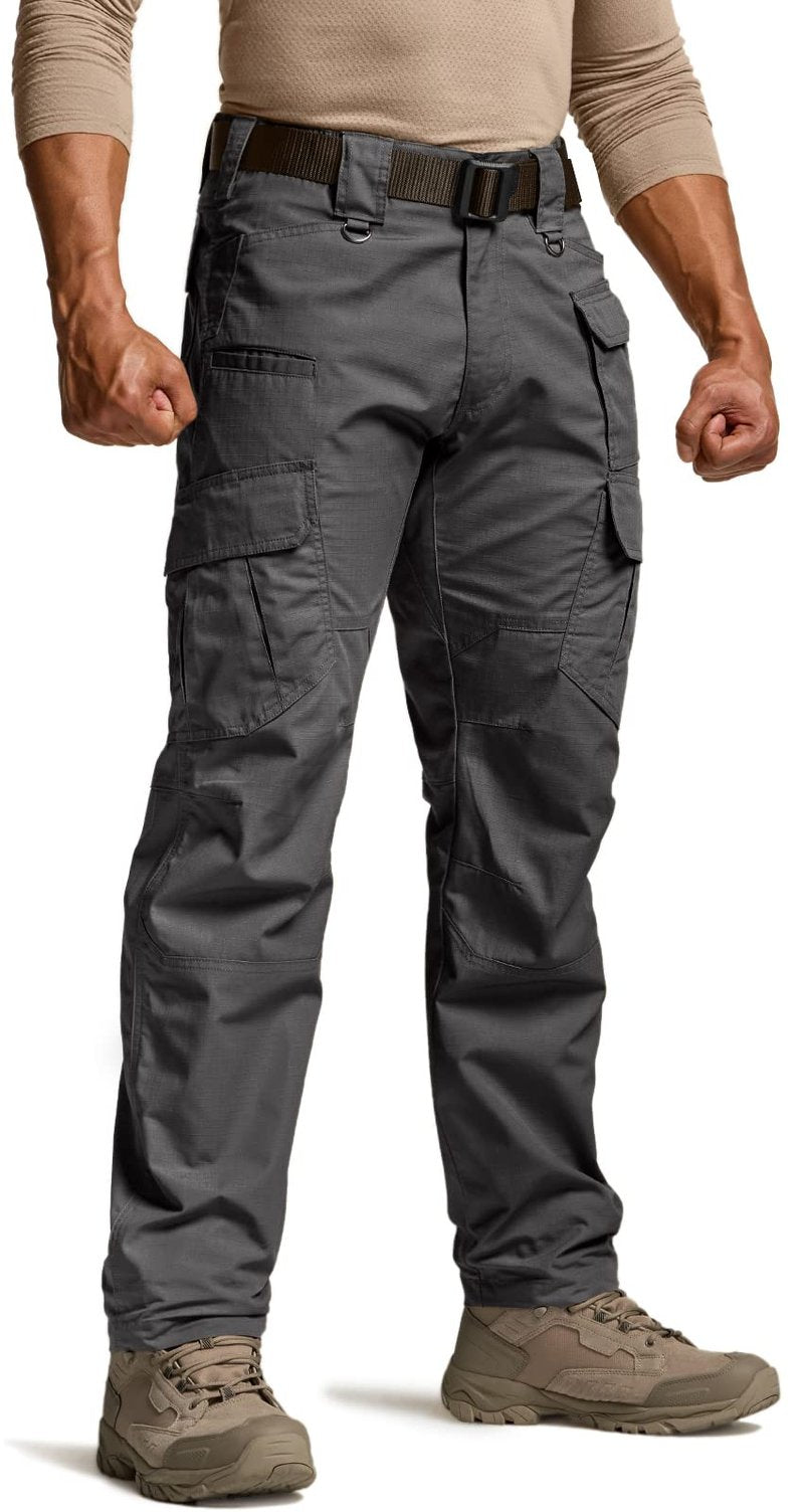 CQR Men's Tactical Pants, Water Resistant Ripstop Cargo Pants, Lightweight EDC Work Hiking Pants, Outdoor Apparel, Duratex Mag Pocket Charcoal, 38W x 34L