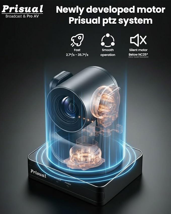 Prisual HDMI PTZ Camera AI Auto-Tracking, 20x Optical Zoom IP USB3.0 PoE HDMI PTZ Camera for Church Services Worship Education Video Conference, PT20X-UL