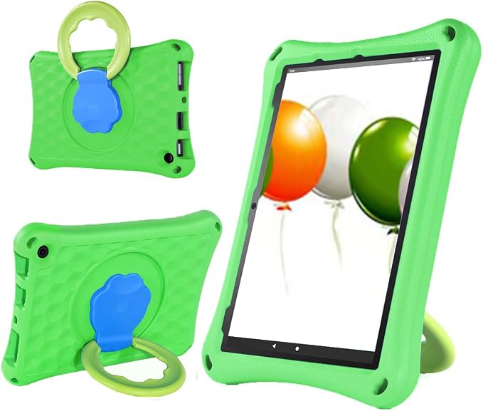 All-New Fire HD 10 Tablet Case for Kids(2023 Release)Incompatible with iPad SamsungLight Weight Shock Proof Handle Friendly 360 Rotating Grip Stand Kid-Proof Case (Green)