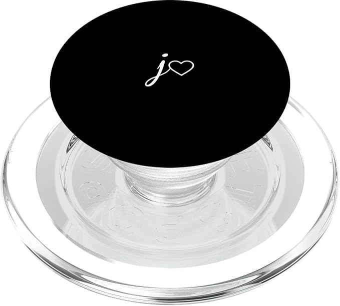 White Initial Letter J Heart Minimalist Black PopSockets Adhesive PopGrip