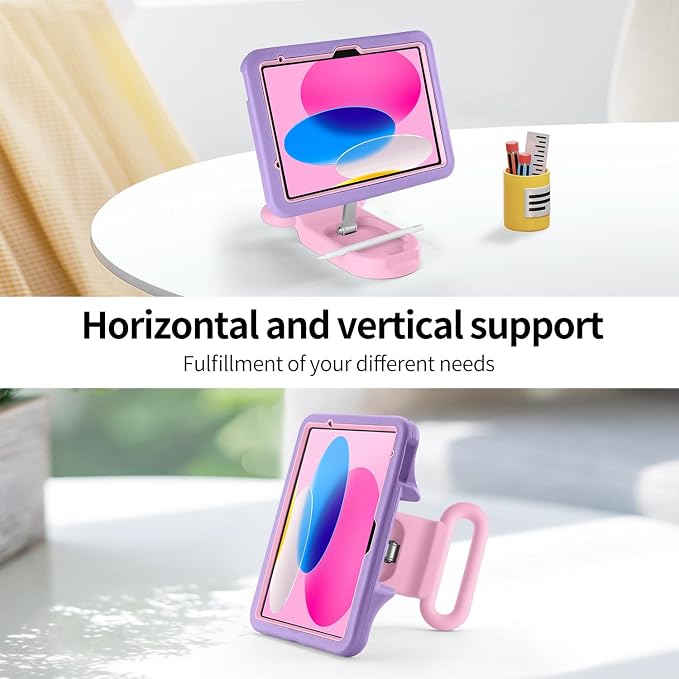 Kids Case for iPad (A16) 11th/10th Gen 10.9'' 2025/2022Adjustable Portrait/Landscape Stand/Drop Proof with HandleChild Friendly Case for iPad Air 11 (M4/M3/M2) 2026/2025/2024 (BlackBlue)