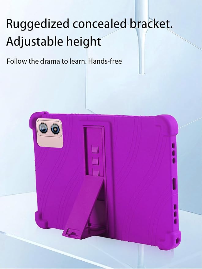 for Dghrti TAB20 2025 Android Gaming Tablet10 2.5K Ultra Clear Display Tablet Model CaseSoft Silicone Adjustable Stand Cover Lightweight Kids FriendlyPurple.