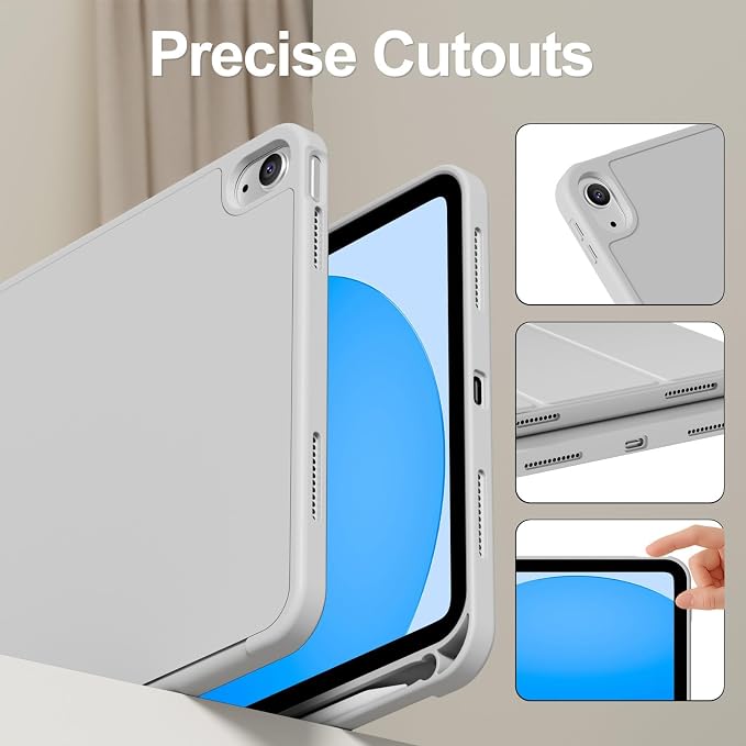 for iPad (A16) 11th Generation Case 11 Inch 2025 Black | for iPad 10th Generation Case 10.9 Inch 2022 with Pencil Holder Smart Trifold Stand Slim Protective Cover Auto Wake/Sleep
