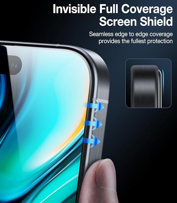 UltraGlass Unbreak Top 9H+ Glass for iPhone 15 Screen Protector (12FT Military Grade Shatterproof &amp Longest Durable) Screen Protector iPhone 15 Tempered Glass Full Coverage 2 Pack
