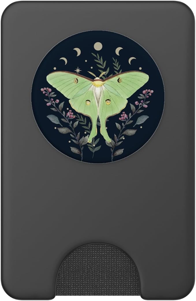 Celestial Moon Moth Butterfly Floral Pattern PopSockets Adhesive PopGrip