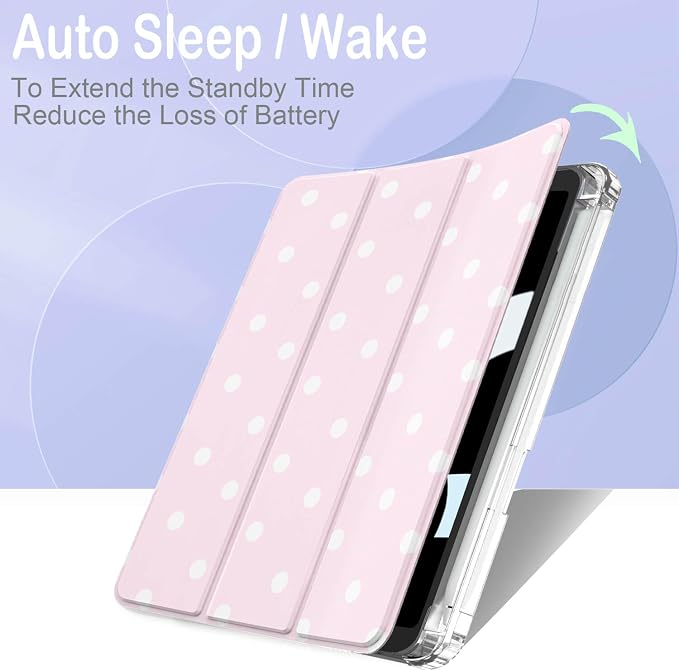 Feams Case for iPad mini 7 A17 Pro 2024/iPad Mini 6 2021 Slim Lightweight Trifold iPad mini 7 A17 Pro Case 8.3 Inch 2024 Clear Back Cover with Pencil Holder &amp Auto Sleep Blue Bow