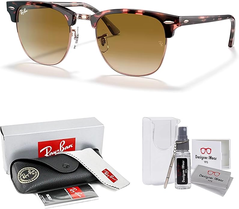 Ray-Ban RB3016 CLUBMASTER Sunglasses For Men For Women +BUNDLE with ACCESSORY EYEWEAR KIT