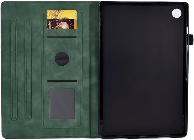 Case for Samsung Galaxy Tab A9 8.7 Inch 2023 (SM-X110/X115/X117) Suede Embossed Flower Flip Stand Protective Shell with Pen Holder &amp Card Slot No Smart Auto Wake/Sleep Function Brown