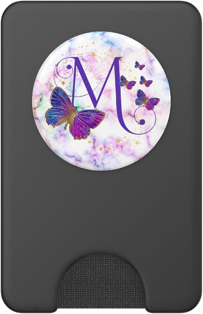 Purple Butterfly Letter M Initial Personalized Monogram PopSockets Adhesive PopGrip