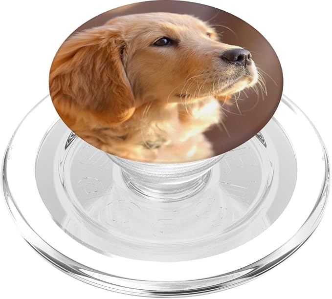 Nikitea Golden Retriever Puppy PopSocket Adhesive PopGrip - Cell Phone Grip Stand - Black - Animal Print - Compatible with Most Phones Tablets and Cases