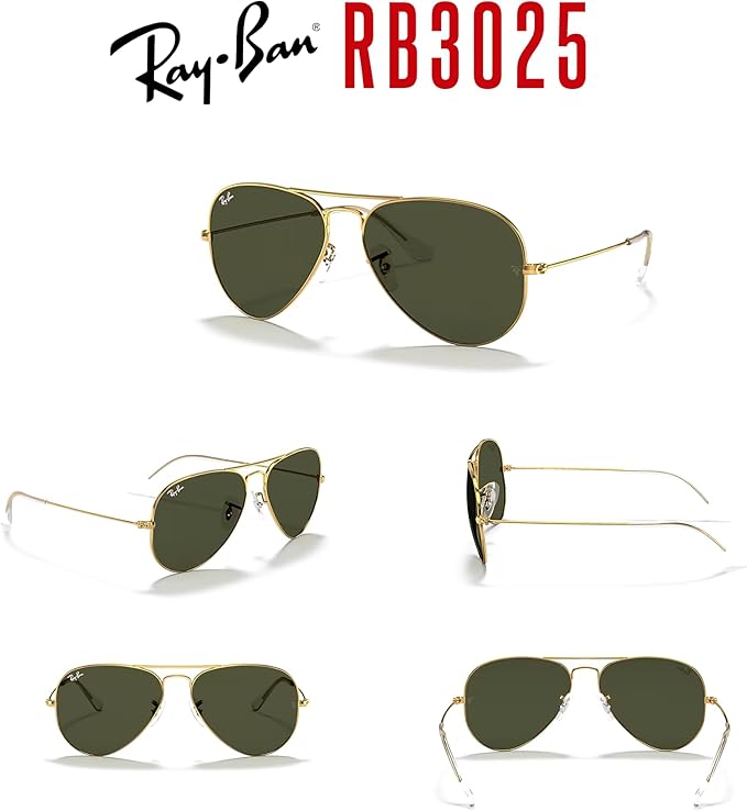 Ray-Ban RB3025 Metal Aviator Sunglasses For Men For Women +BUNDLE with ACCESSORY EYEWEAR KIT