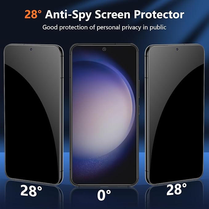 [2 Pack] Privacy Screen Protector for Samsung Galaxy S23 Ultrasonic Fingerprint Support Auto-Alignment Frame Easiest to Installation Scratch-Resistant Bubble-Free