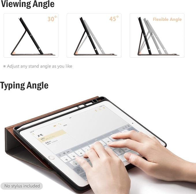 Antbox Case for iPad 9th Generation/iPad 8th/7th Generation 10.2'' Black | Built-in Pencil Holder Vegan Leather Auto Sleep/Wake
