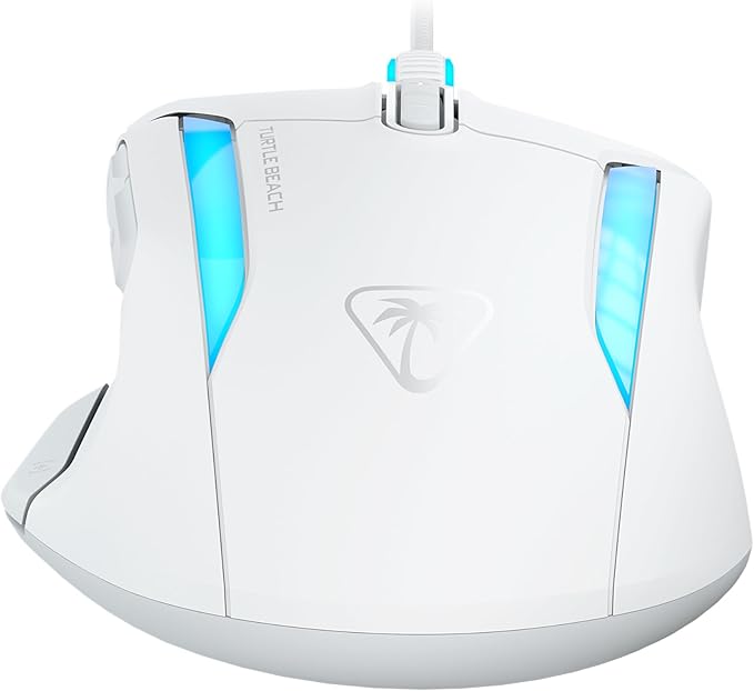Turtle Beach Kone II Wired RGB Gaming Mouse, 26000 DPI Optical Sensor, 100M Click Life Optical Switches, 23 Customizable Inputs, Ergonomic Design, 4D Scroll Wheel, Pure PTFE Glides – Arctic White