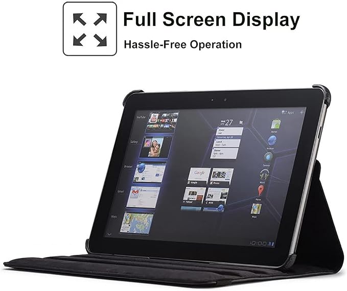Case for Samsung Galaxy Note 10.1 inch 2012 (GT-N8000 N8010 N8013)360 Degree Rotating Stand Case Full Protective Coverwith Stylus PenScreen Film (Black)