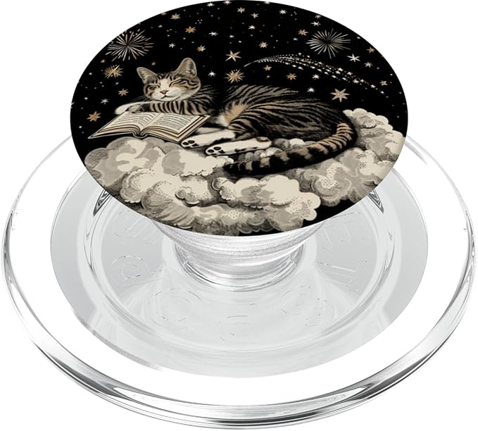 Cat Reading Book PopSockets Adhesive PopGrip