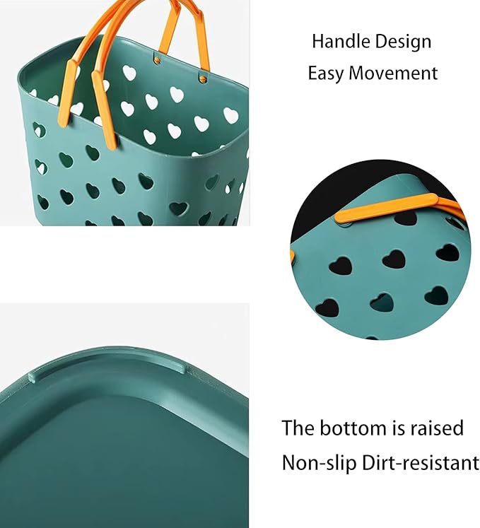 Anyoifax Portable Shower Caddy Tote Plastic Storage Basket with Handle Box Organizer Bin for Bathroom, Pantry, Kitchen, College Dorm, Garage - Blue