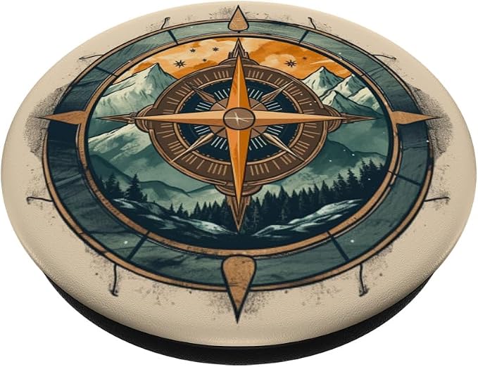 Vintage Landscape Hiking Compass PopSockets MagSafe PopGrip for iPhone