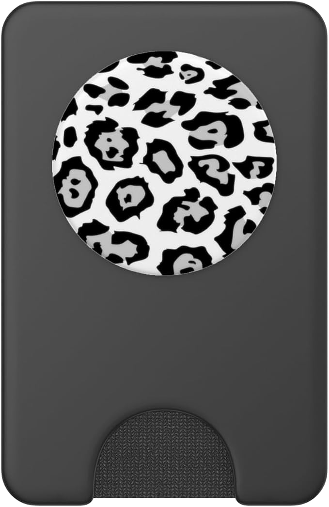 Leopard Print: Black and White Cheetah Animal Knob for Women PopSockets Adhesive PopGrip