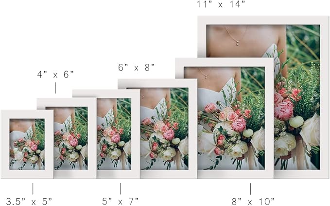 Renditions Gallery 5x7 inch Picture Frame High-end Modern Style, Made of Solid Wood and High Definition Glass Ready for Wall and Tabletop Photo Display, White Frame