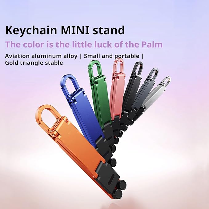 Aluminum Keychain Phone Stand Foldable and Portable with Full Rotation for Stable Hands Complimentary Viewing Multi Phone Mount