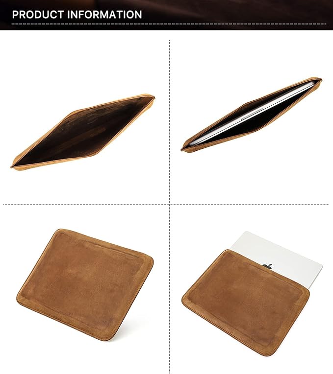 Top Grain Leather 12.9 Tablet Sleeve Slim Protector Vintage Design Fully Handmade Compatible with 12.9 iPad Pro 3/4/5/6 Gen Fits A2233 A2069 A2378 A2379 A2461 A2462 Coffee 12.9 Inch